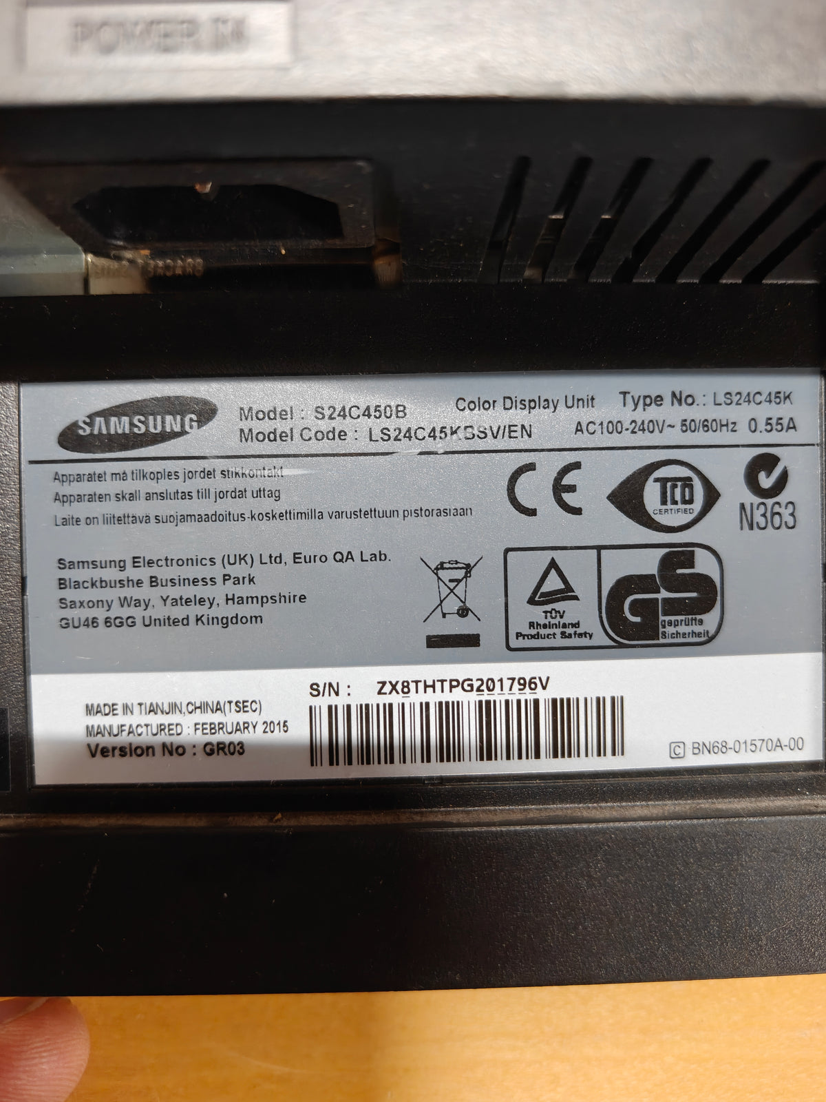 Samsung S24C450B 24" Full HD LED-skærm – 1920×1080 – DVI/VGA