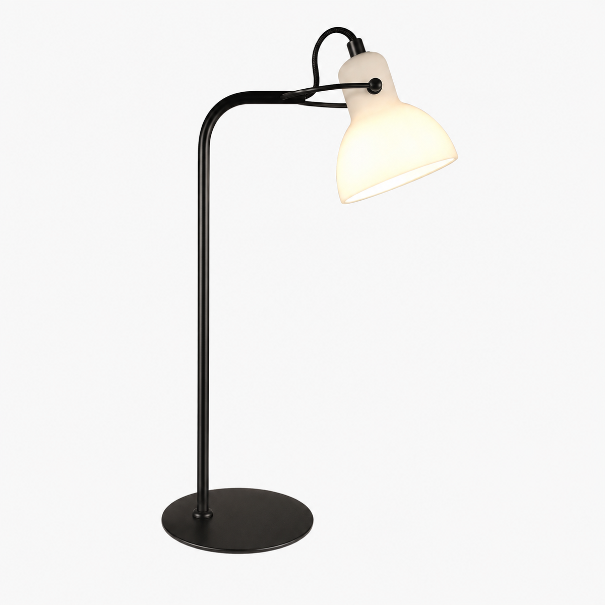 Seeddesign Focus Mini bordlampe sort metal med mat opalglas
