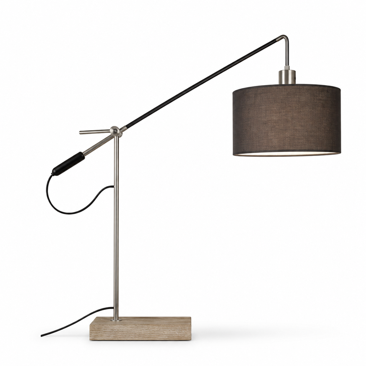 Seeddesign Angle bordlampe krom med sort stofskærm