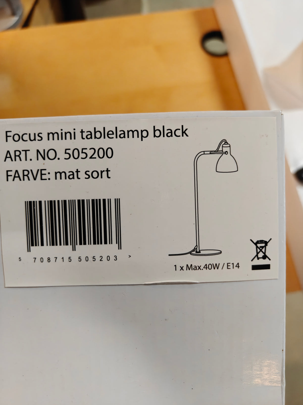 Seeddesign Focus Mini bordlampe mat sort – 48 cm
