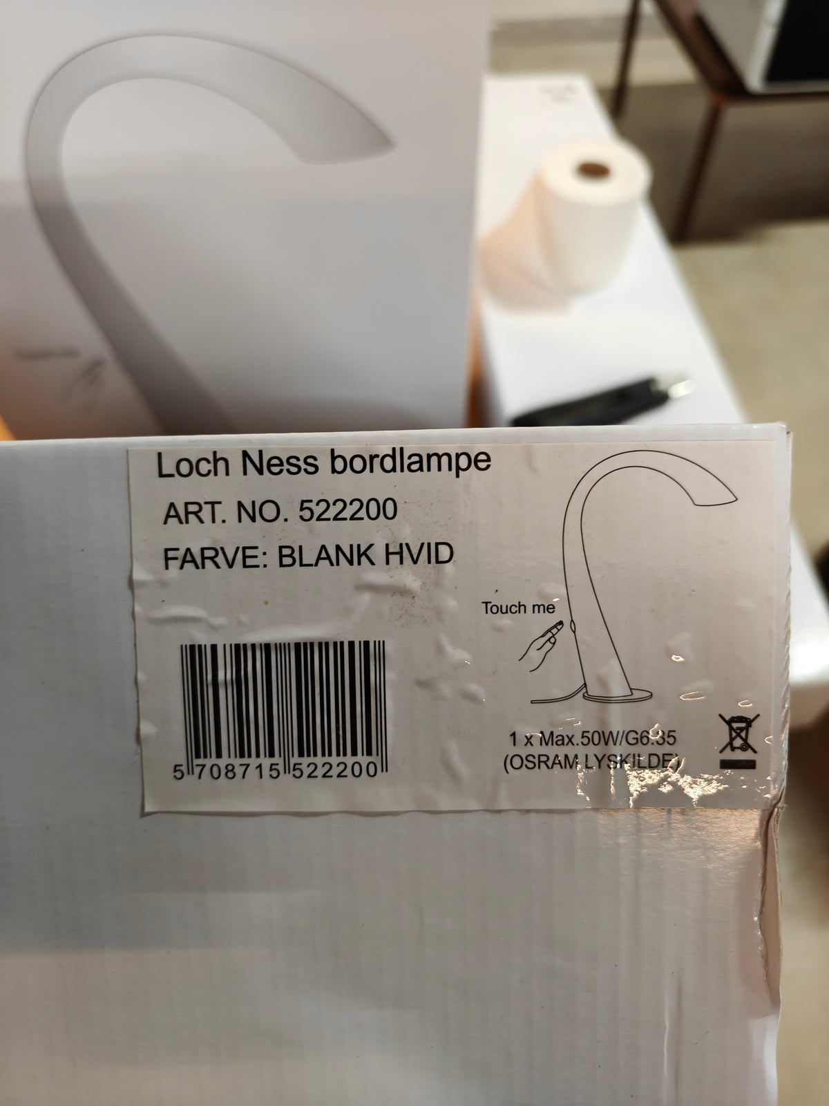 Seeddesign Loch Ness bordlampe sølv med touch lysdæmper