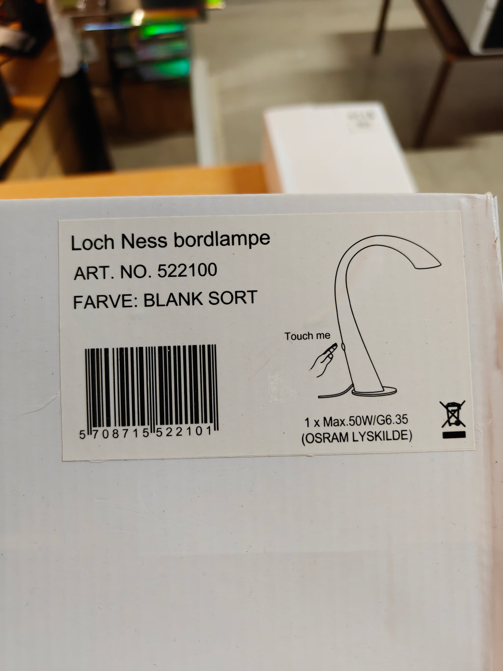 Seeddesign Loch Ness bordlampe sølv med touch lysdæmper