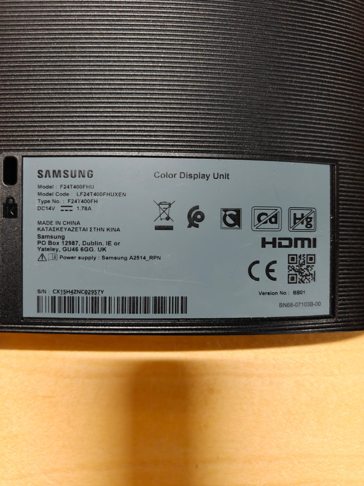 Samsung F24T400FHU 24" Full HD IPS-skærm – HDMI/VGA – uden fod