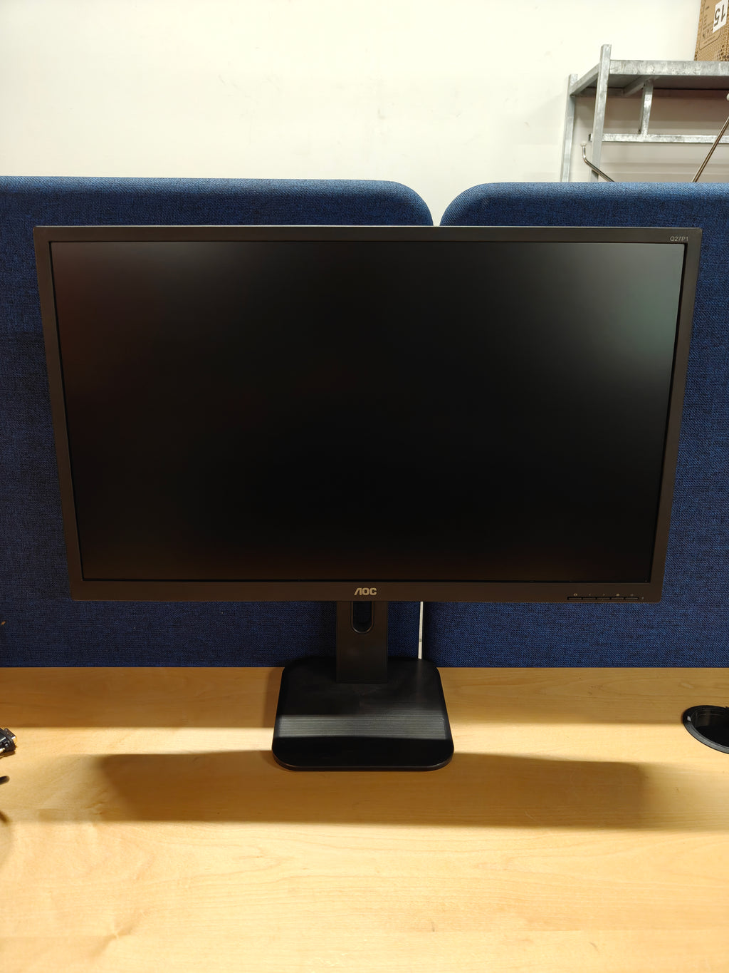 AOC Q27P1 27" QHD IPS-skærm – HDMI/DisplayPort/DVI/VGA – justerbar fod